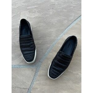 VINCE Black Woven Leather Sneakers $250 Women's Sz 8 Slip On